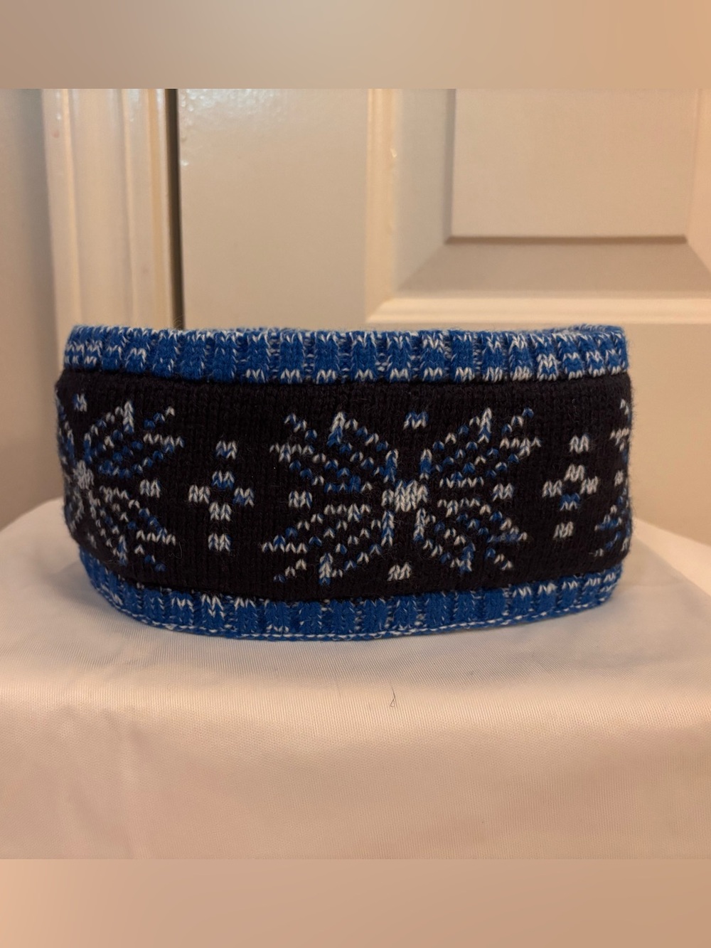 Lands' End Navy and Blue Snowflake Knit Headband